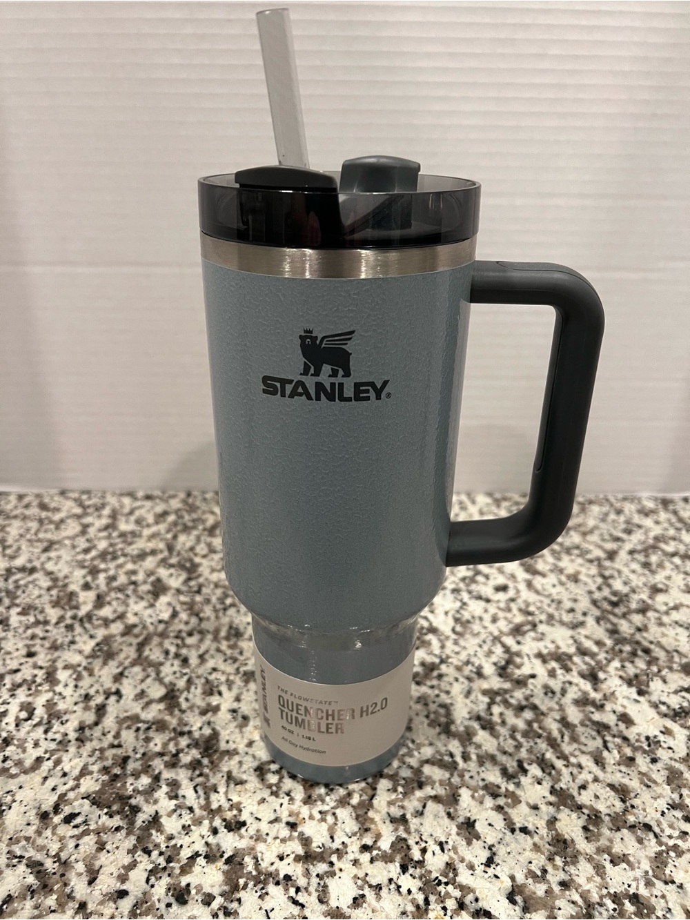 Stanley Travel Tumbler in Light Blue with Black Handle 40 Oz